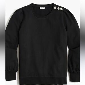 J. Crew Sweatshirt Black Puff Sleeve Jewel Buttons SZ S EUC